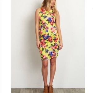 Pink Blush Yellow Floral Fitted Dress
